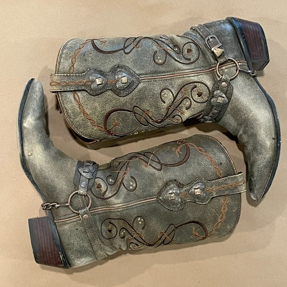 Durango 11" Hrt Concho Gray Western Boots